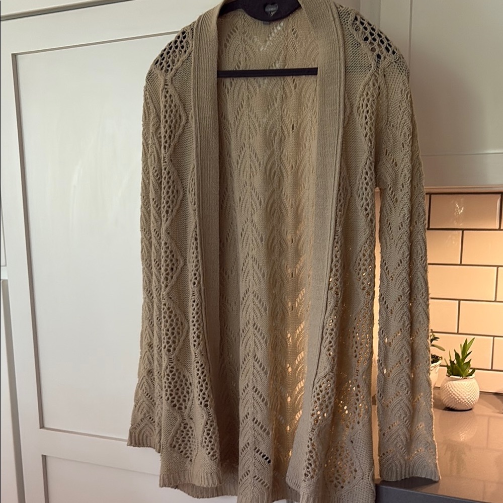 Charlotte Russe Tan Open-Knit Cardigan